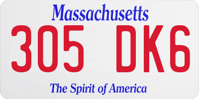 MA license plate 305DK6