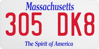 MA license plate 305DK8