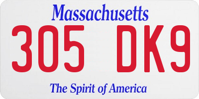 MA license plate 305DK9