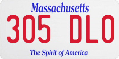 MA license plate 305DL0