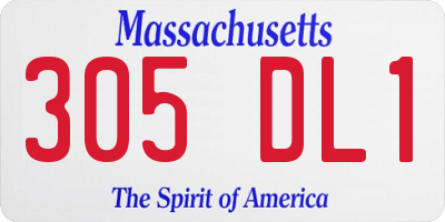 MA license plate 305DL1