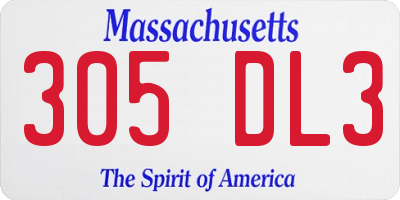 MA license plate 305DL3