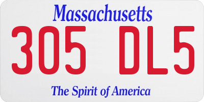 MA license plate 305DL5