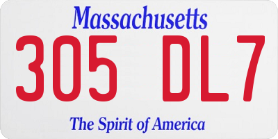 MA license plate 305DL7