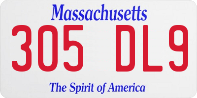 MA license plate 305DL9