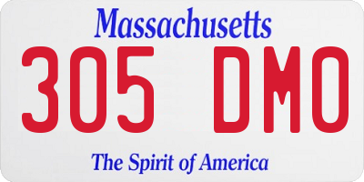 MA license plate 305DM0