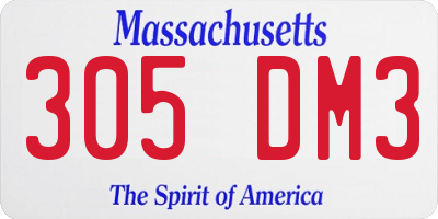 MA license plate 305DM3