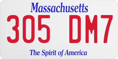 MA license plate 305DM7