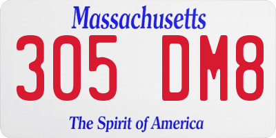 MA license plate 305DM8