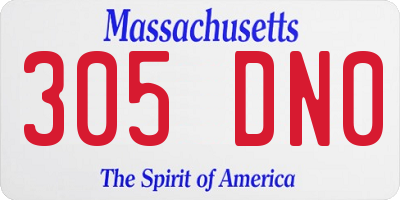 MA license plate 305DN0