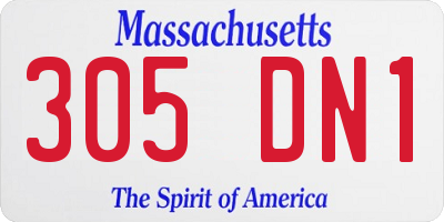 MA license plate 305DN1