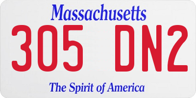 MA license plate 305DN2