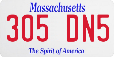 MA license plate 305DN5