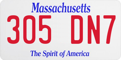 MA license plate 305DN7
