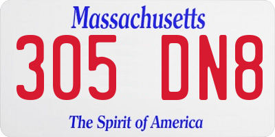 MA license plate 305DN8
