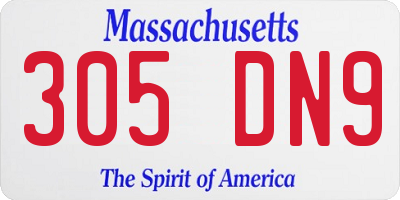 MA license plate 305DN9
