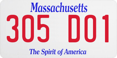 MA license plate 305DO1