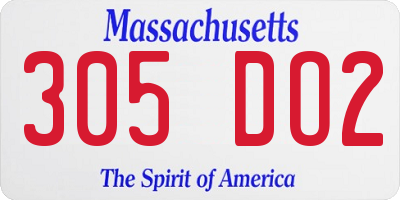 MA license plate 305DO2