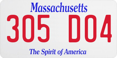 MA license plate 305DO4