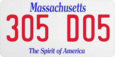 MA license plate 305DO5