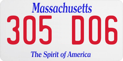 MA license plate 305DO6
