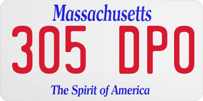 MA license plate 305DP0