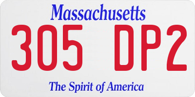 MA license plate 305DP2