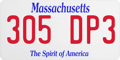 MA license plate 305DP3