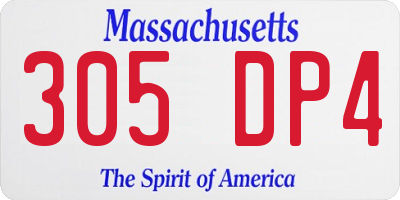 MA license plate 305DP4