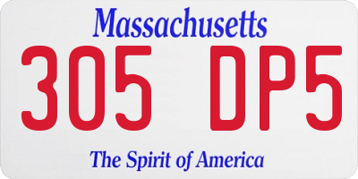 MA license plate 305DP5