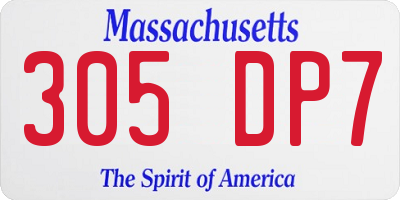 MA license plate 305DP7
