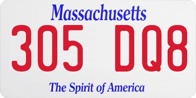 MA license plate 305DQ8