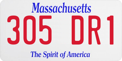 MA license plate 305DR1