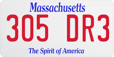 MA license plate 305DR3