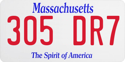 MA license plate 305DR7