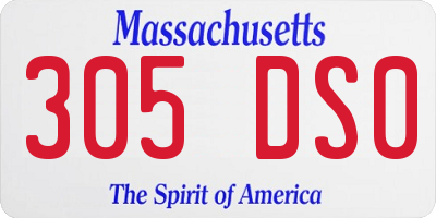 MA license plate 305DS0