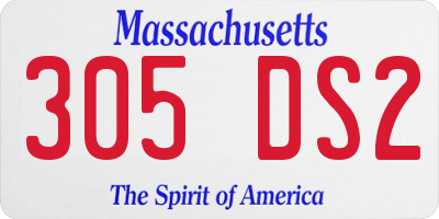MA license plate 305DS2