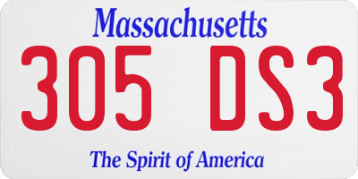 MA license plate 305DS3