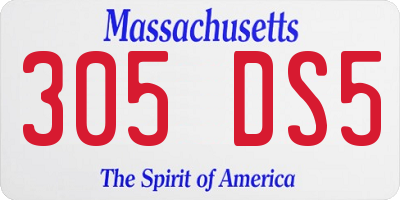 MA license plate 305DS5
