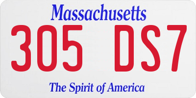 MA license plate 305DS7