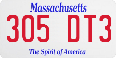 MA license plate 305DT3