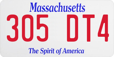 MA license plate 305DT4