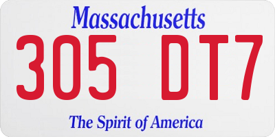 MA license plate 305DT7