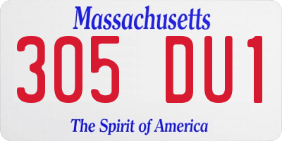 MA license plate 305DU1