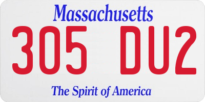 MA license plate 305DU2