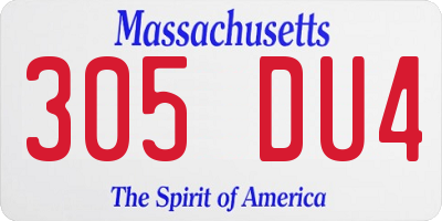 MA license plate 305DU4