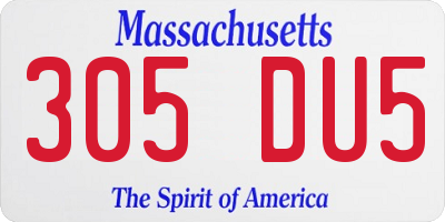 MA license plate 305DU5