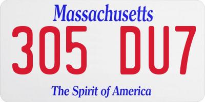 MA license plate 305DU7