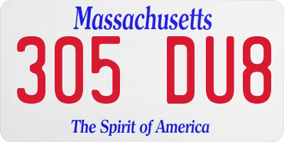 MA license plate 305DU8