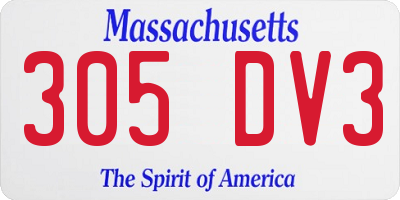 MA license plate 305DV3